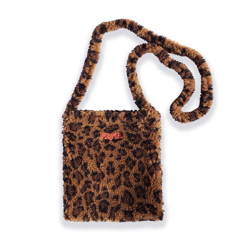 Leopard Small Fleece Cross Bag Brown