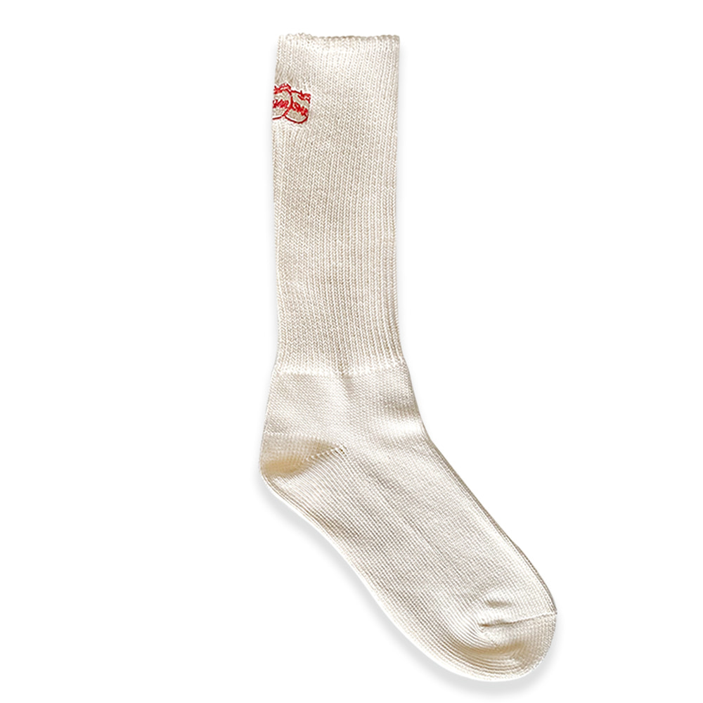 MSMR Knit Apple Logo Socks Cream