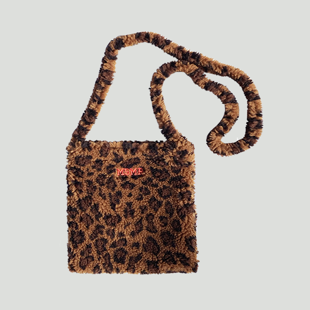 Leopard Small Fleece Cross Bag Brown